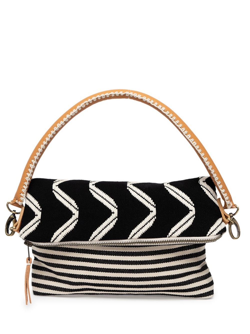 Florentina Clutch-to-Hobo
Striped Black & Cream with Tan Leather Strap